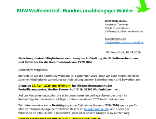 Einladung zur Aufstellungsversammlung